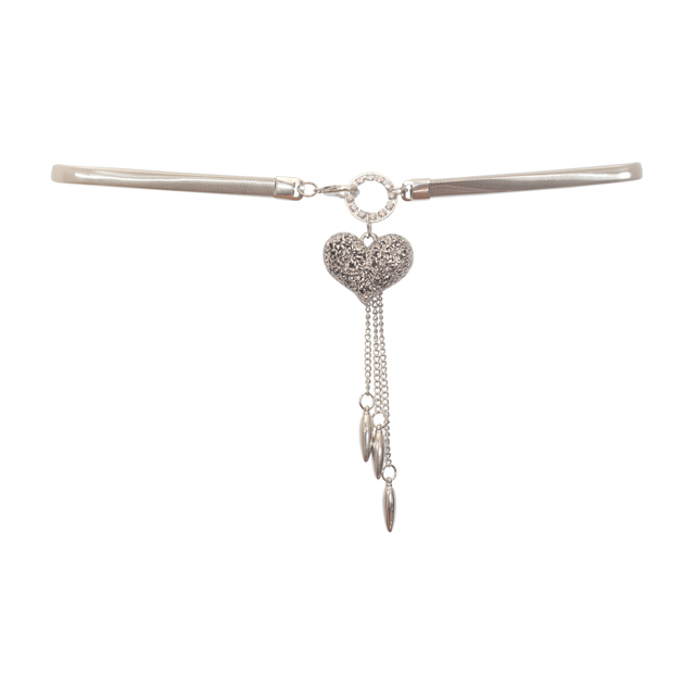 Plus size Heart Pendant Buckle Metal Elastic Waist Belt Silver Tone Photo 1