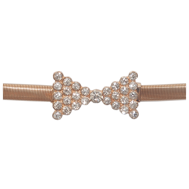 Plus size Bow Pendant Buckle Metal Elastic Waist Belt Gold Tone Photo 1