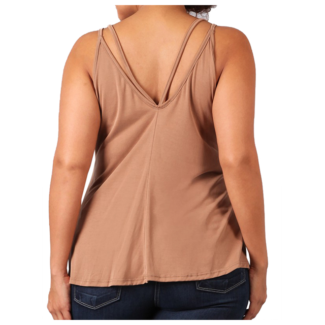 Women's Spaghetti Strap Sleeveless Blouse Camel Photo 1