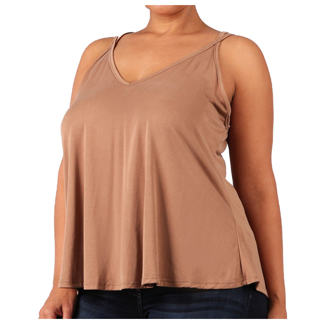 Women's Spaghetti Strap Sleeveless Blouse Camel Photo 2