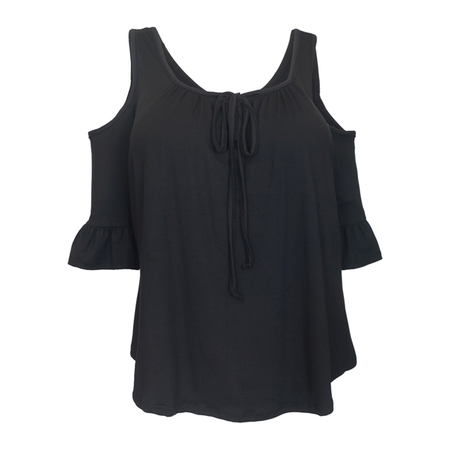 Women's Half Sleeve Cold Shoulder Blouse Black Photo 1