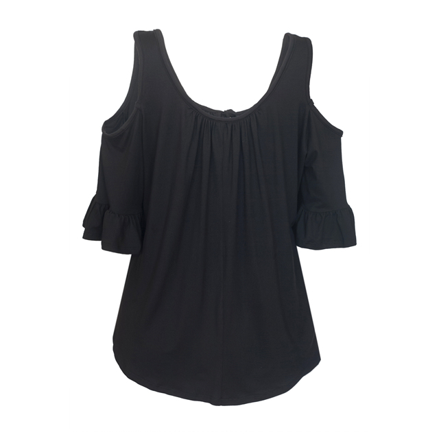 Women's Half Sleeve Cold Shoulder Blouse Black Photo 2