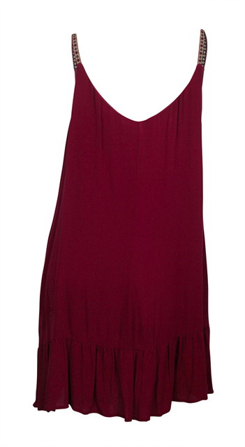 Plus size Tribal Strap Tiered Dress Burgundy Photo 2