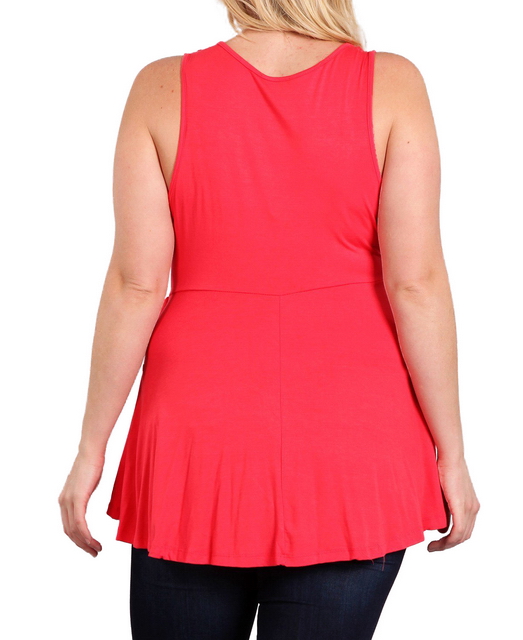 Plus Size Wrap V-Neck Sleeveless Top Coral Photo 2