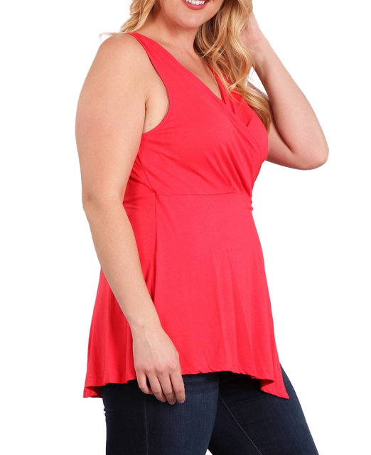 Plus Size Wrap V-Neck Sleeveless Top Coral Photo 2