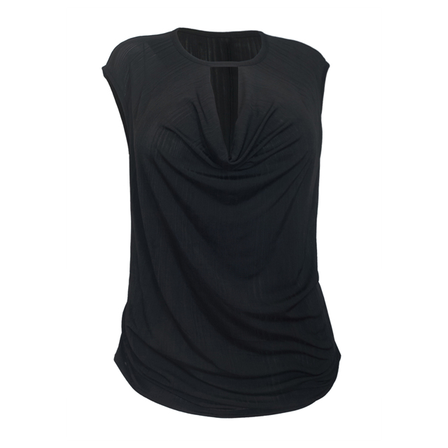 Women's Draped Bodice Blouse Black Photo 1
