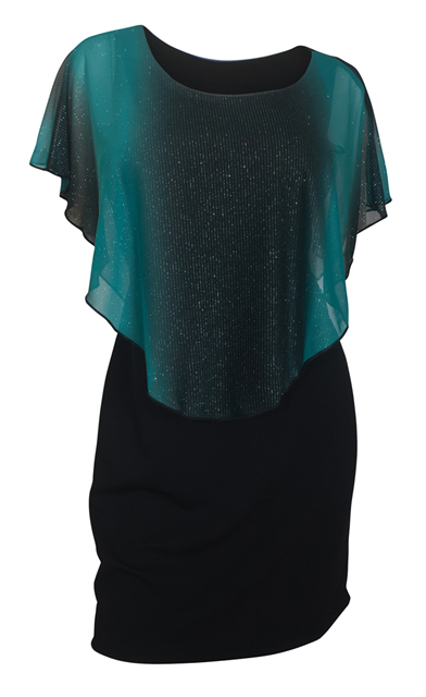 Plus Size Layered Poncho Dress Glitter Teal Photo 2