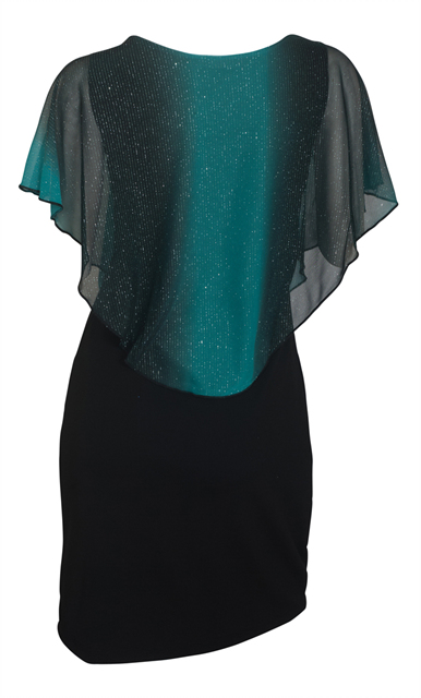 Plus Size Layered Poncho Dress Glitter Teal Photo 2