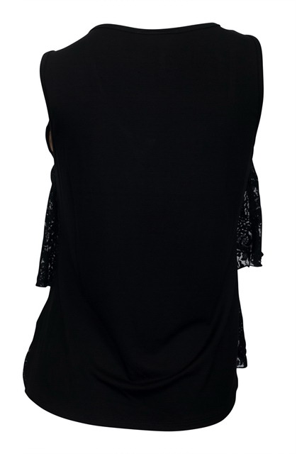 Plus size Layered Lace Sleeveless Top Black Photo 2