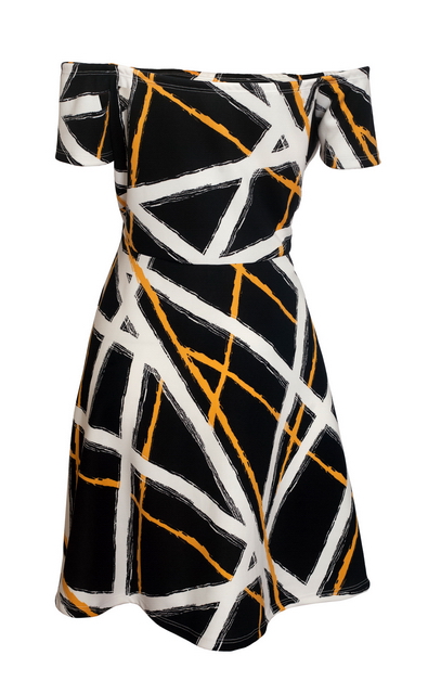 Plus Size Off The Shoulder Short Sleeve Flare Cocktail Skater Dress Photo 2