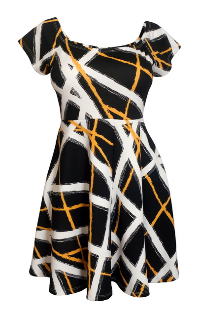 Plus Size Off The Shoulder Short Sleeve Flare Cocktail Skater Dress Photo 2