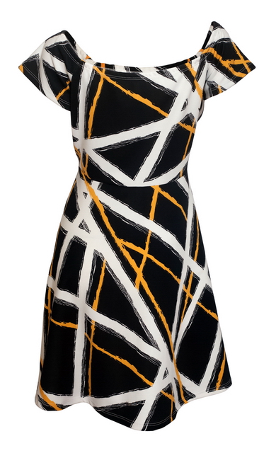 Plus Size Off The Shoulder Short Sleeve Flare Cocktail Skater Dress Photo 2