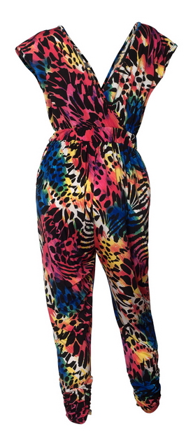 Plus Size Deep V-Neck Jumpsuit Designer Print 21323 Photo 2