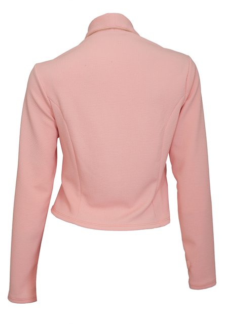 Plus Size Zipper Detail Open Front Jacket Pink Photo 2