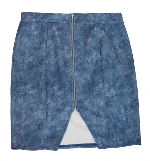 Plus Size Zipper Front Mini Skirt Denim Photo 3
