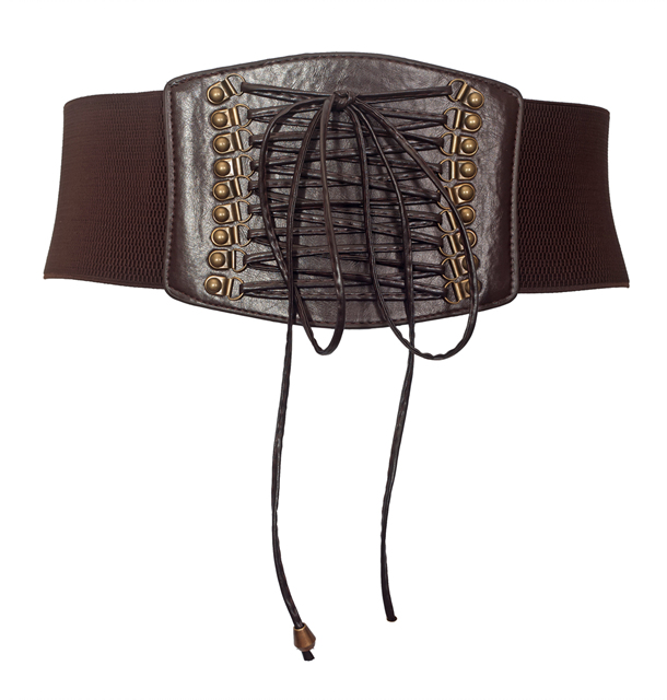 Plus size Faux Leather Corset Look Elastic Belt Brown Photo 1