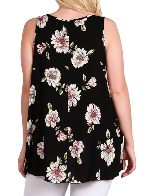 Women's Crossed Detail Top Black Floral Print Photo 2