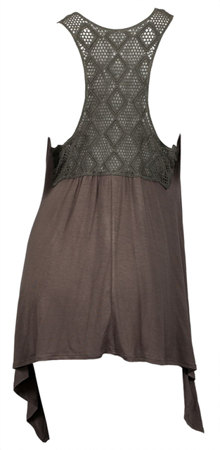 Plus size Laced Back Sleeveless Tunic Top Chocolate Brown Photo 2