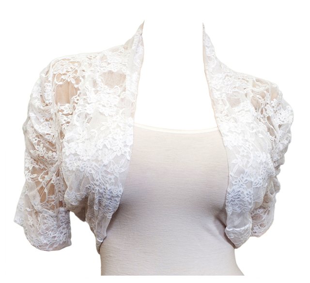 Jr Plus Size Floral Lace Bolero Shrug White Photo 1