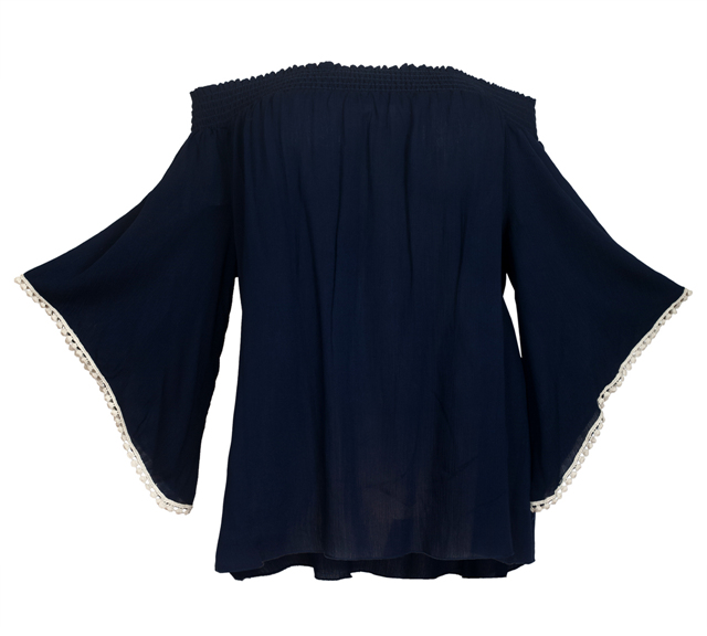 Plus size Smocked Off Shoulder Top Navy Blue Photo 1