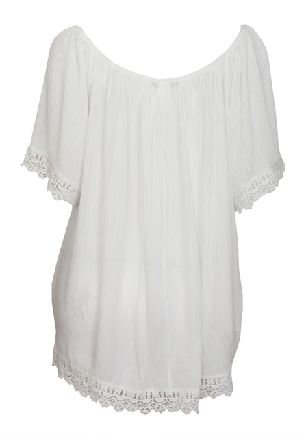 Plus Size Crochet Trim Scoop Neck Top White Photo 2