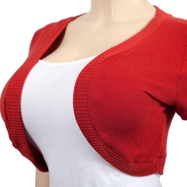 Plus Size Cropped Bolero Shrug Red Photo 2