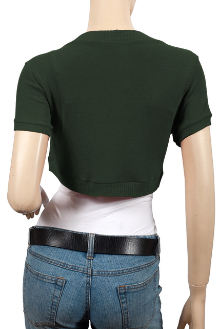 Plus Size Cropped Bolero Shrug Olive Photo 3