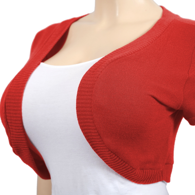 Plus Size Cropped Bolero Shrug Coral Photo 2