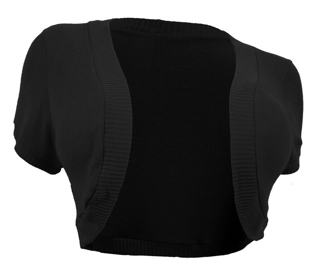 Plus Size Cropped Bolero Shrug Black Photo 1