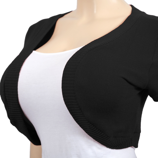 Plus Size Cropped Bolero Shrug Black Photo 2
