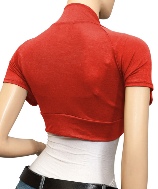 Plus Size Open Front Cropped Bolero Shrug Red2 Photo 2