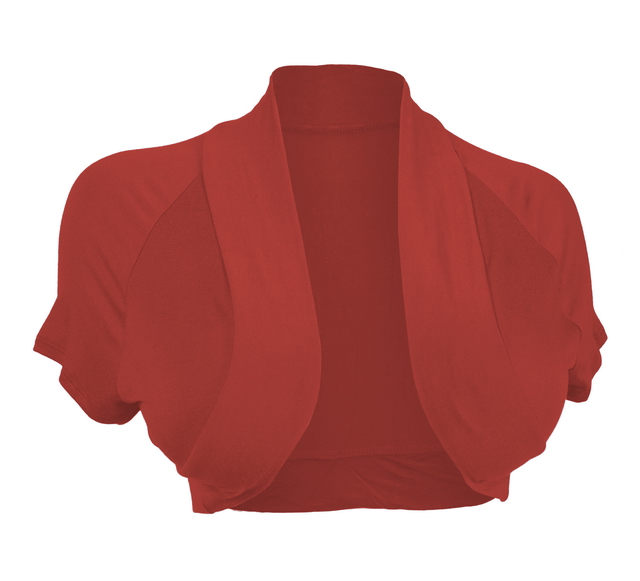 Plus Size Open Front Cropped Bolero Shrug Coral2 Photo 1