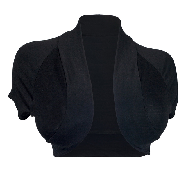 Plus Size Open Front Cropped Bolero Shrug Black2 Photo 1
