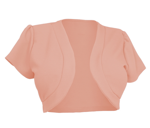 Plus size Open Front Short Sleeve Bolero Peach Photo 1