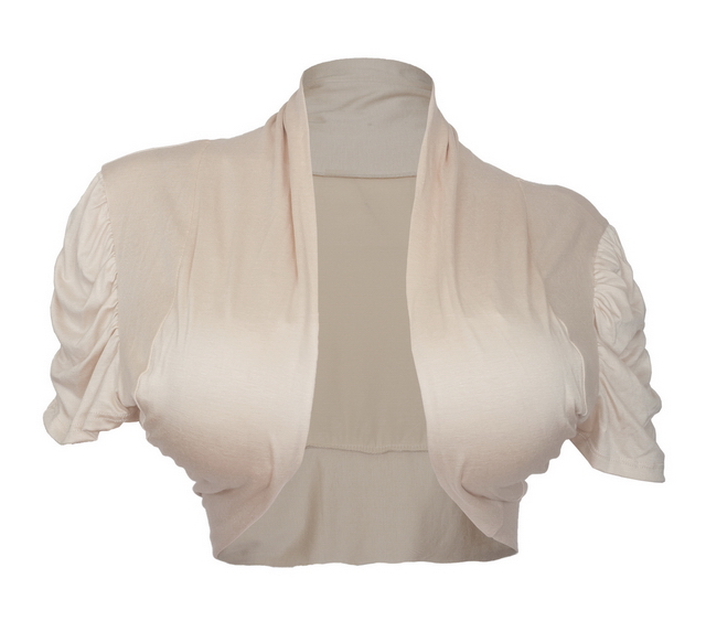Plus size Ruched Sleeves Cropped Bolero Shrug Khaki Photo 1