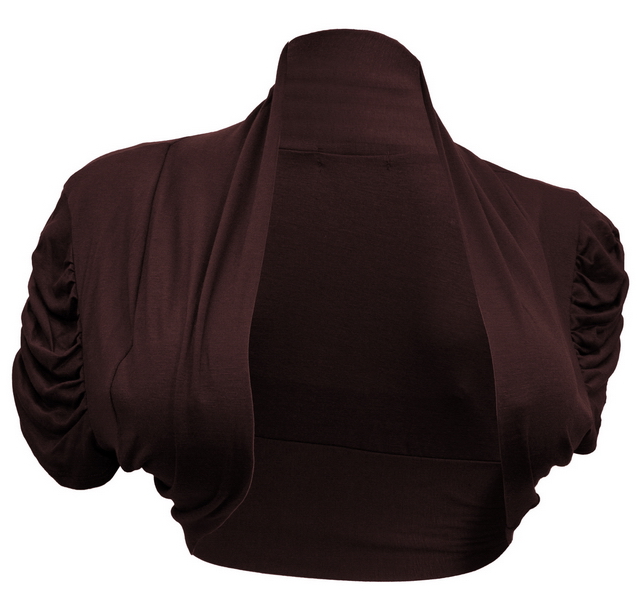 Plus size Ruched Sleeves Cropped Bolero Shrug Brown Photo 1