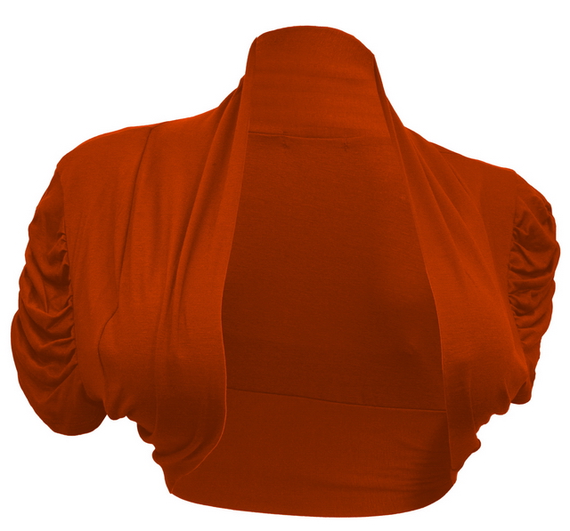 Plus size Ruched Sleeves Cropped Bolero Shrug Coral Photo 1