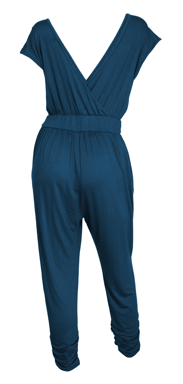 Plus Size Deep V-Neck Jumpsuit Teal Photo 2