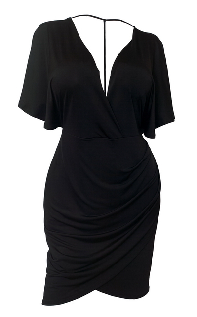 Plus size Deep V-Neck Wrap Bodice Dress Black 18528 Photo 1