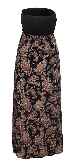 Plus size Maxi Abstract Print Tube Dress Black Photo 2