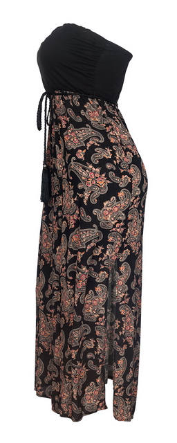 Plus size Maxi Abstract Print Tube Dress Black Photo 2