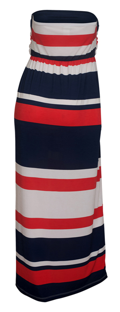 Plus size Colorblock Maxi Tube Dress Red Photo 2