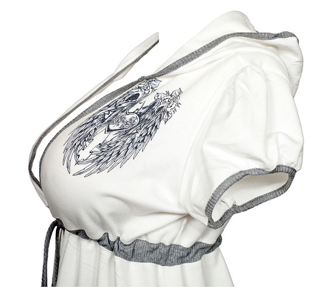 Plus Size Angel Wing Hoodie Top Off White Photo 2