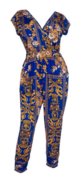Plus Size Deep V-Neck Jumpsuit Designer Print 20617A Photo 1