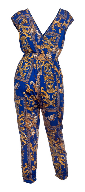 Plus Size Deep V-Neck Jumpsuit Designer Print 20617A Photo 2