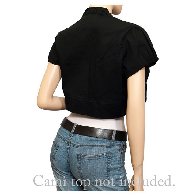 Jr Plus size Cotton Open Front Cropped Bolero Shrug Black Photo 3
