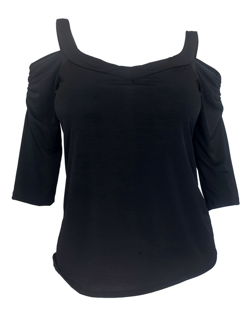 Plus Size Cold Shoulder Top Black 18630 Photo 1