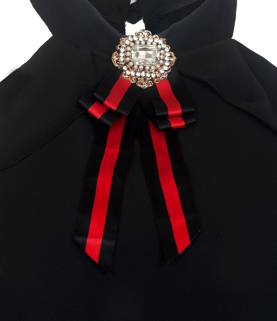 Plus Size Ribbon Pendant Accented Cold Shoulder Top Black Photo 2