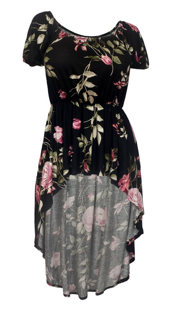 Plus Size Babydoll High Low Top Black Photo 1