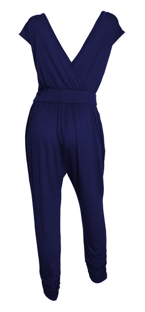 Plus Size Deep V-Neck Jumpsuit Navy 19713 Photo 2